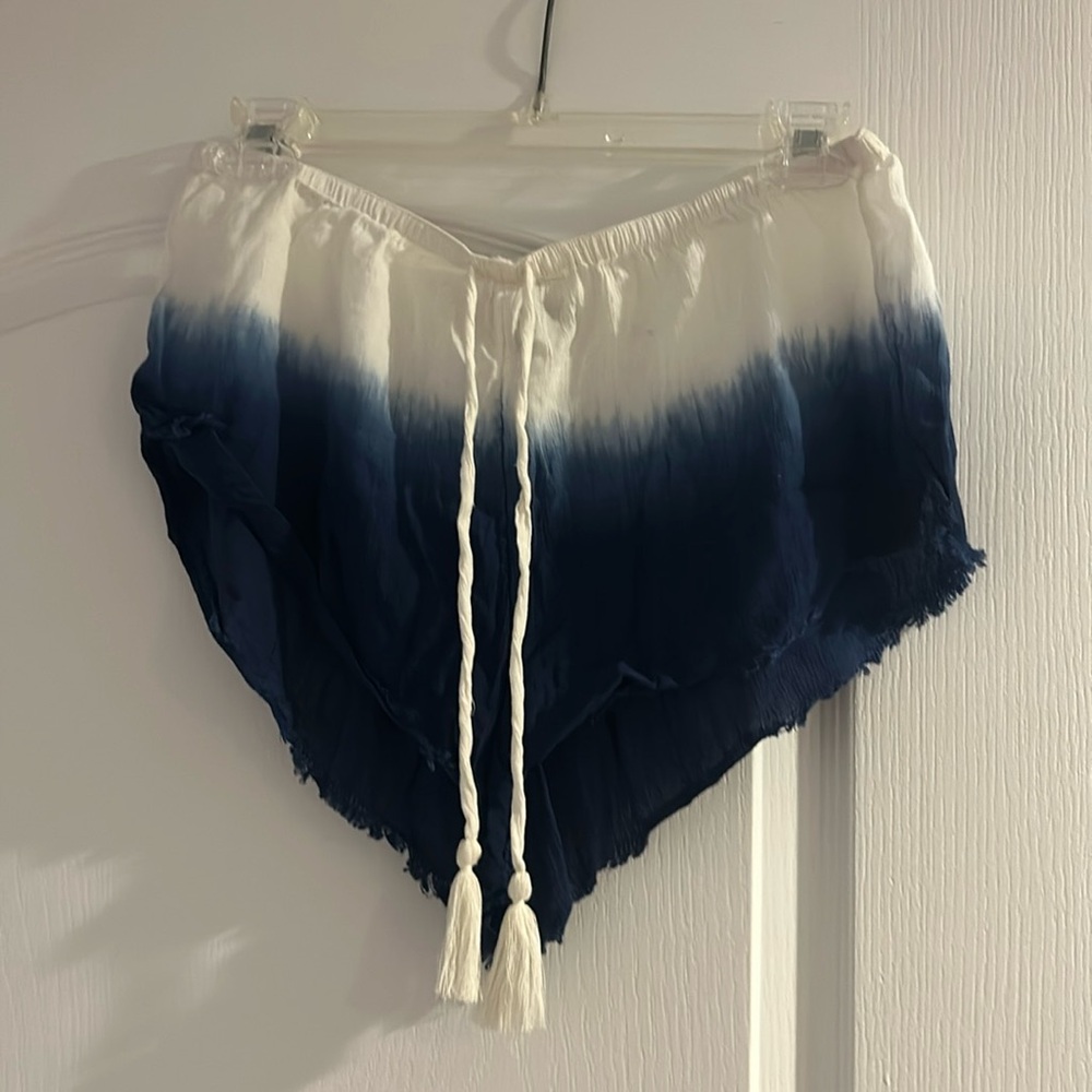 blue and white flowy shorts